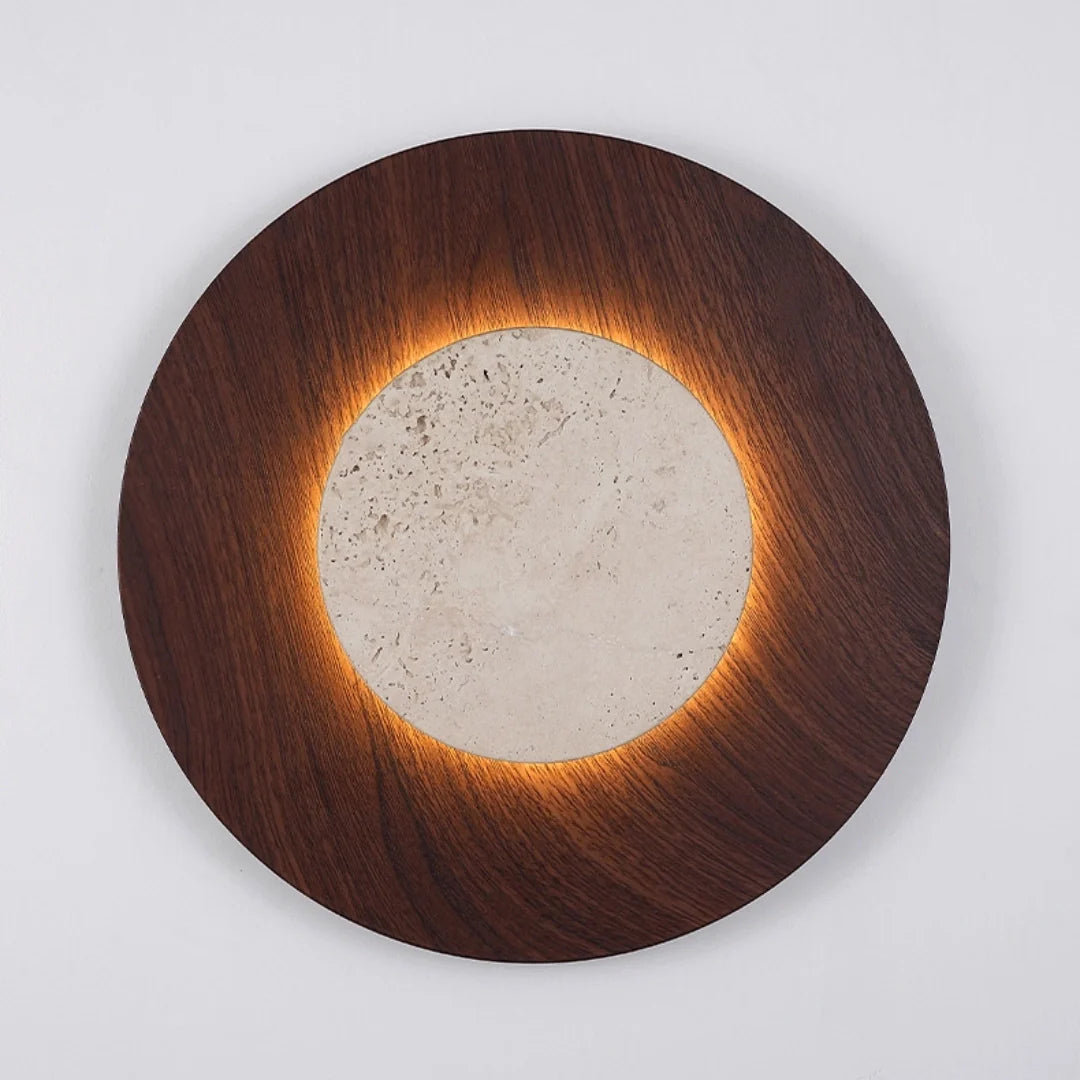 Yellow Travertine Wall Lamp View 8 | Yellow Travertine & Oak Wall Lamp | Natural Stone Designer Sconce | JINSHE | JINSHE