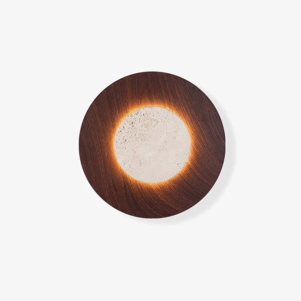 Yellow Travertine & Oak Wall Lamp | Natural Stone Designer Sconce | JINSHE