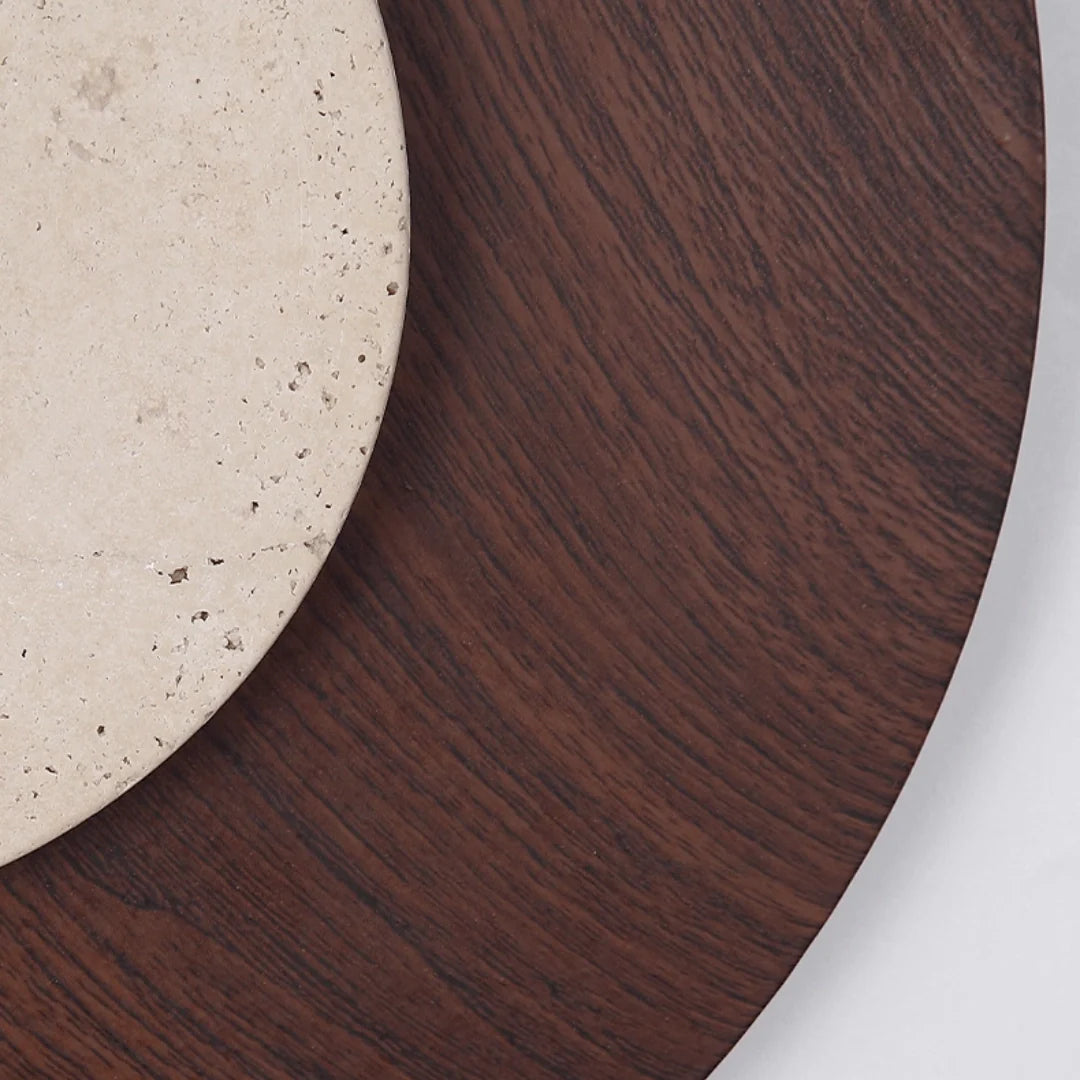 Yellow Travertine Wall Lamp View 3 | Yellow Travertine & Oak Wall Lamp | Natural Stone Designer Sconce | JINSHE | JINSHE