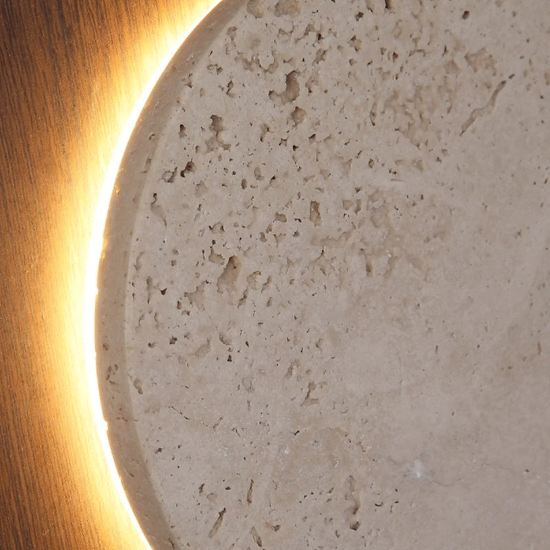 Yellow Travertine Wall Lamp View 5 | Yellow Travertine & Oak Wall Lamp | Natural Stone Designer Sconce | JINSHE | JINSHE