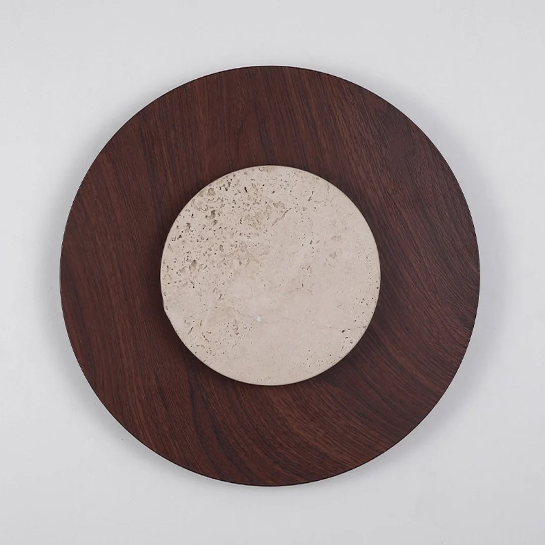 Yellow Travertine Wall Lamp View 7 | Yellow Travertine & Oak Wall Lamp | Natural Stone Designer Sconce | JINSHE | JINSHE