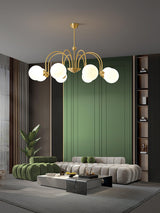 Yisu Brass Curated Mouth-Blown Frosted Glass Cha – full fixture elevation view