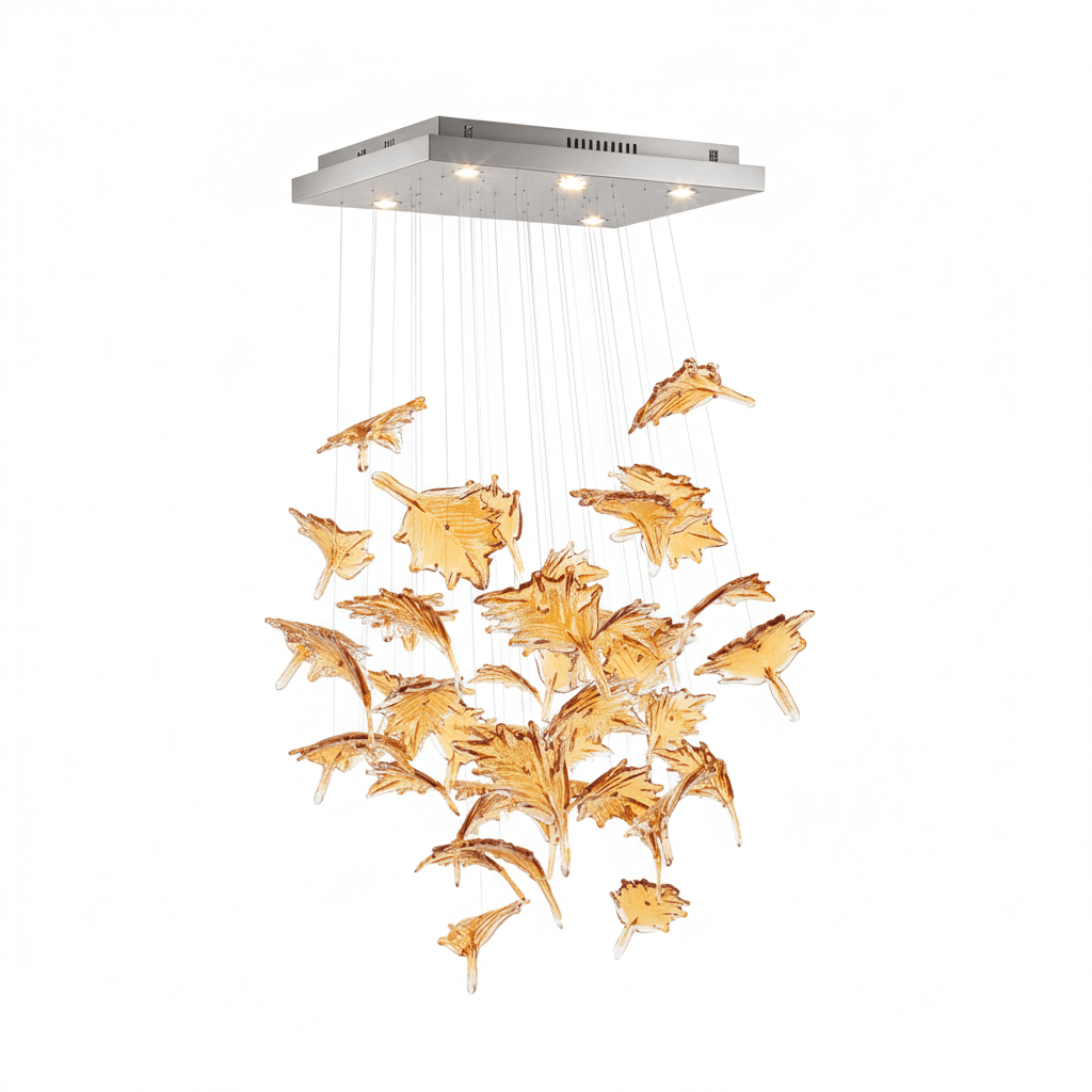 Multicolor Crystal Maple Chandelier – Ambient Illumination in Luxury Interior Setting View 20