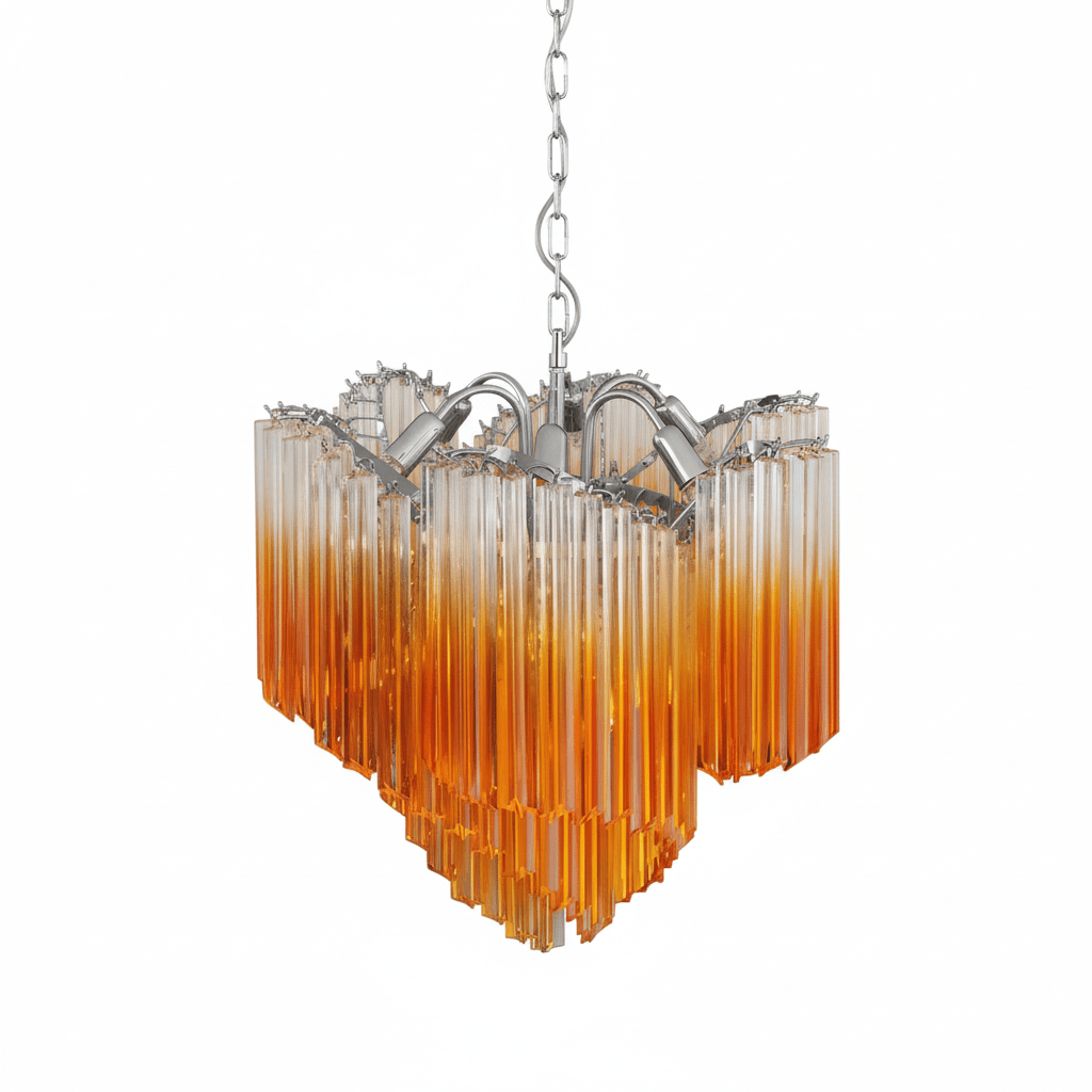 Glass Pink Prism Chandelier – Ambient Illumination in Luxury Interior Setting View 19