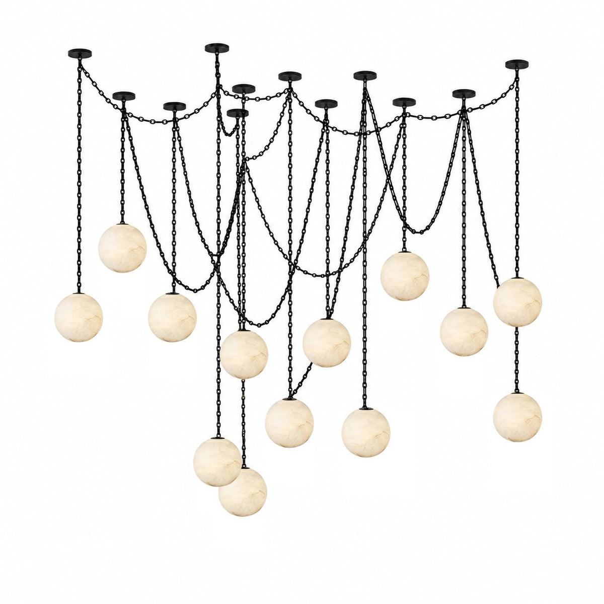 Industrial Alabaster Orb Chain Curated Alabaster – 13 Heads ∅ 4.7 x H 4.7 finish configuration
